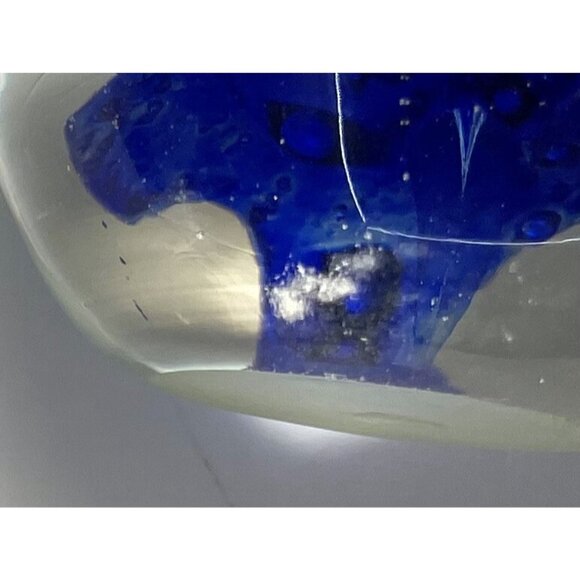 VTG Lot 3 MCM 3.5" Cobalt Hand Blown Egg-Shaped Controlled Bubble PAPERWEIGHTS - Picture 8 of 10